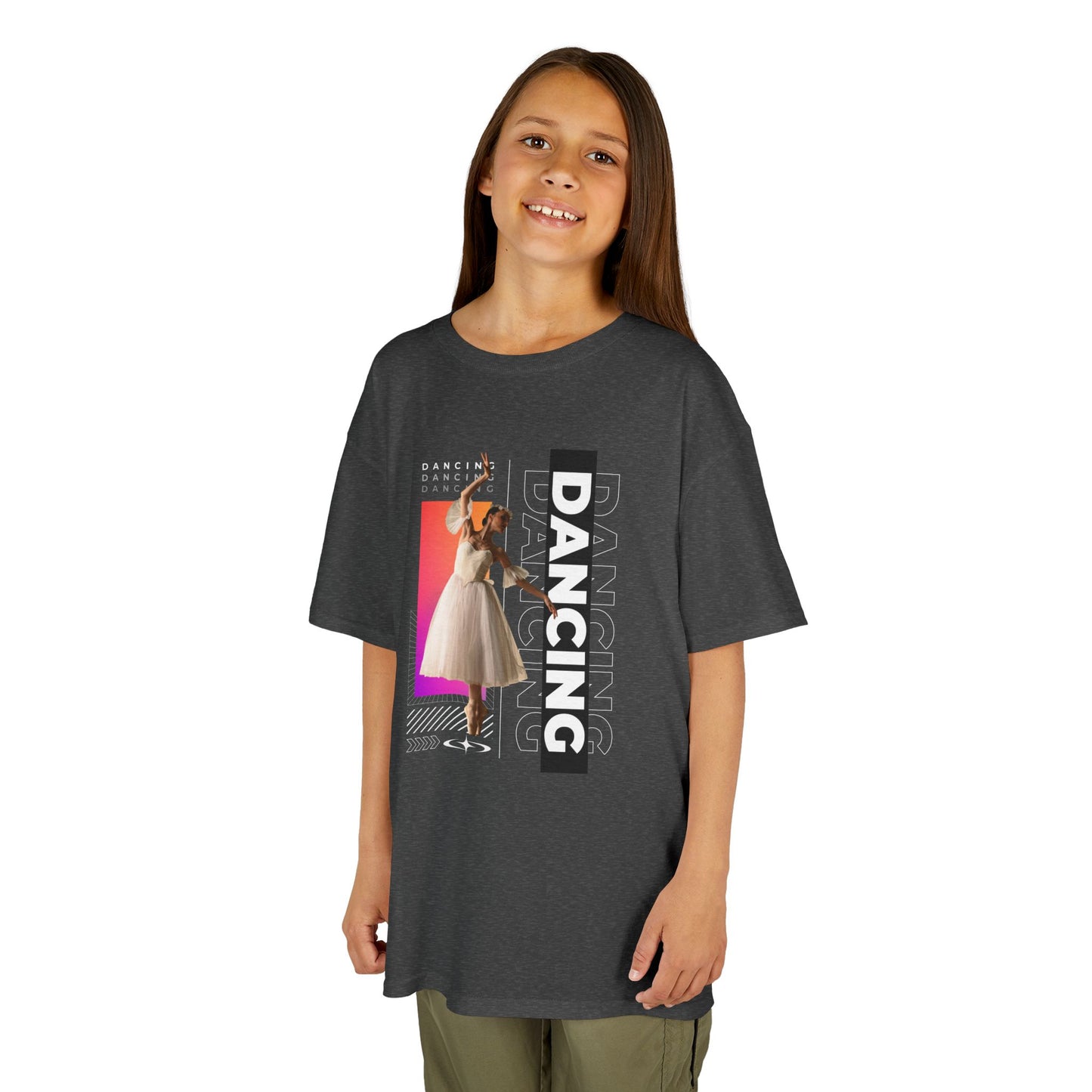 “Dancing” Youth Short Sleeve T-Shirt – Streetwear-Inspired Female Dancer Graphic – Trendy Kids Dance T-Shirt for Girls