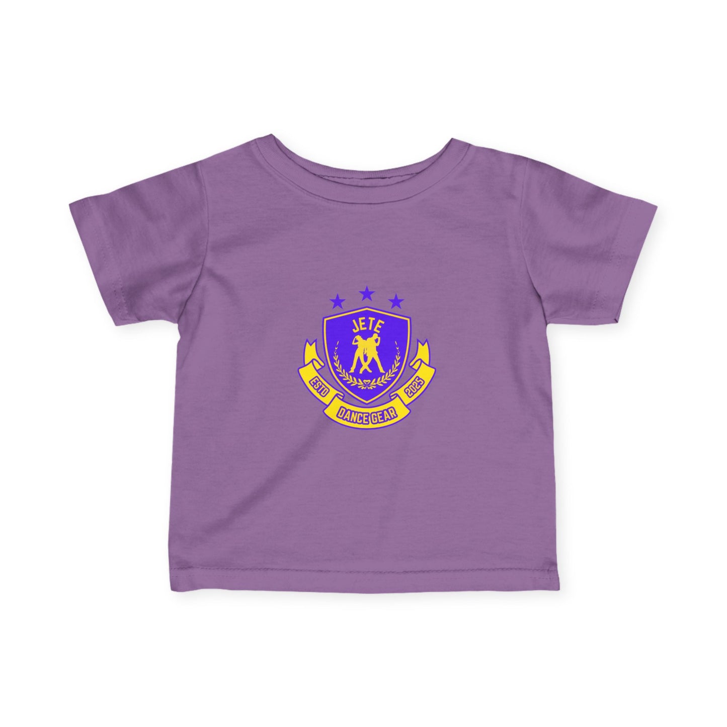 "Jeté Dance Gear" Infant Dance T-Shirt – Collegiate-Inspired Dancer Graphic Short Sleeve Tee for Babies