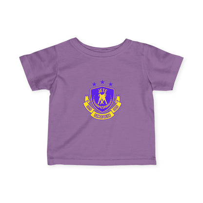 "Jeté Dance Gear" Infant Dance T-Shirt – Collegiate-Inspired Dancer Graphic Short Sleeve Tee for Babies