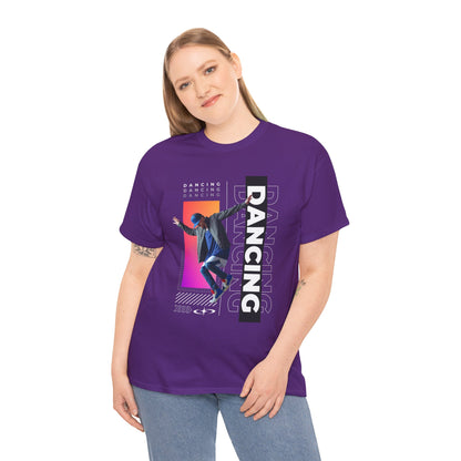 “Dancing” Streetwear-Inspired Male Dancer Unisex Heavy Cotton Tee – Urban Dance Graphic T-Shirt for Performers and Dance Lovers