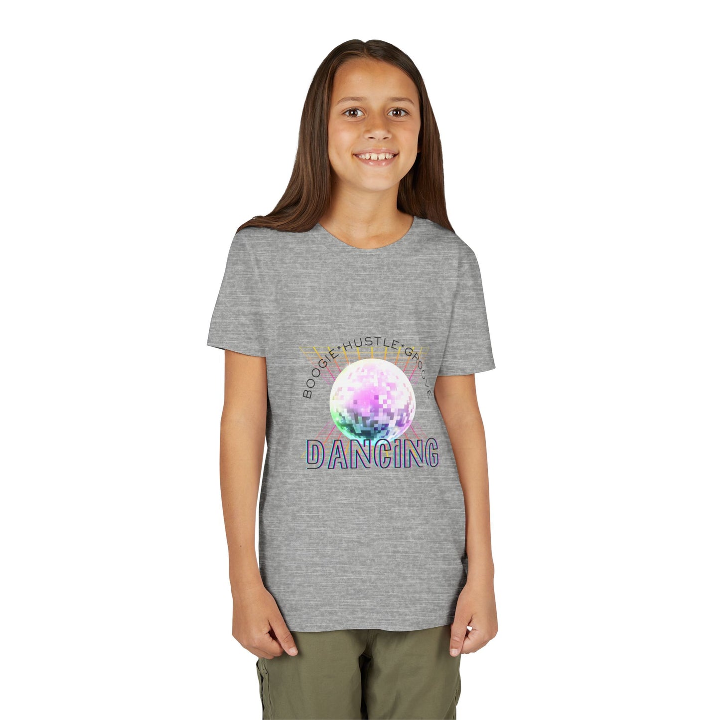 "Boogie, Hustle, Groove - Dancing" Streetwear Dance Graphic – Youth Short Sleeve Tee