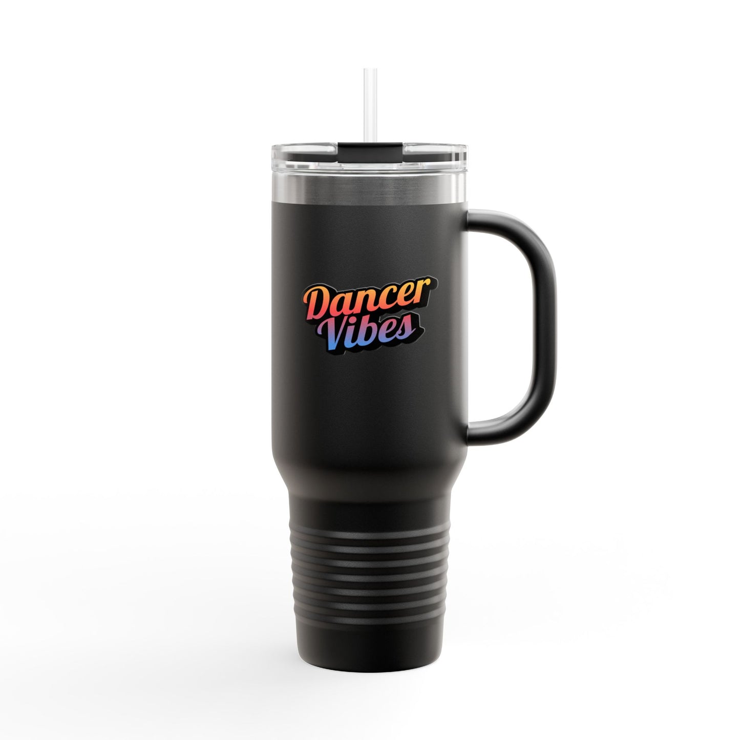 "Dancer Vibes" 40oz Insulated Travel Mug – Retro-Inspired Stainless Steel Tumbler for Dance Lovers | Hot & Cold Beverage Travel Cup with Handle and Leak-Proof Lid