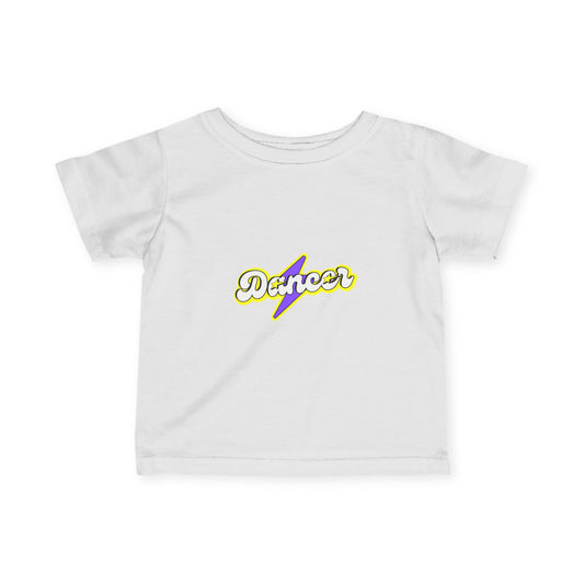 "Dancer" Superhero-Inspired Infant Fine Jersey Tee – Cute Baby Dance T-Shirt with Bold Comic-Style Graphic for Future Dance Heroes
