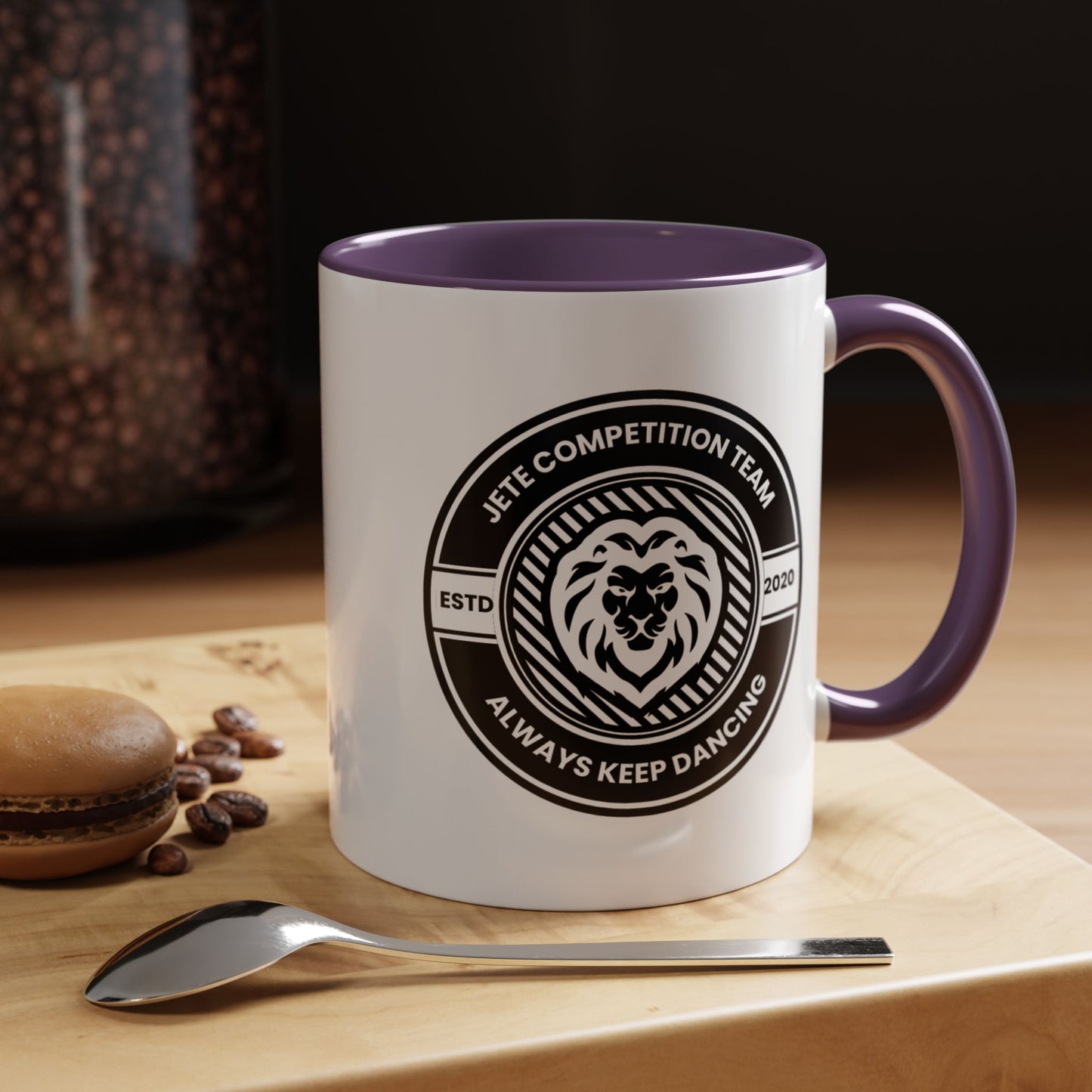 "Jeté Competition Team – Always Keep Dancing" Accent Coffee Mug – Collegiate Style Ceramic Mug for Dancers and Studio Teams
