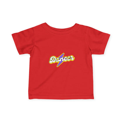 "Dancer" Superhero-Inspired Infant Fine Jersey Tee – Cute Baby Dance T-Shirt with Bold Comic-Style Graphic for Future Dance Heroes