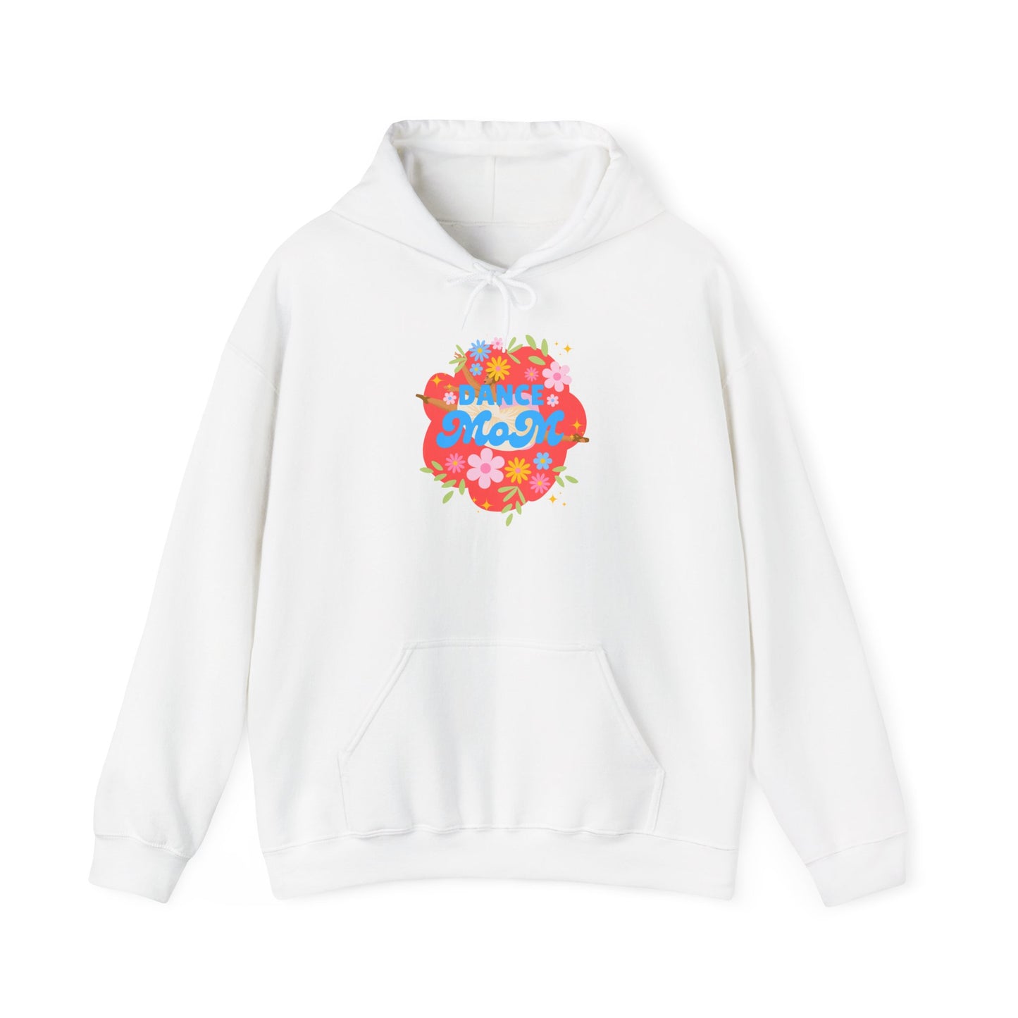 "Dance Mom" Superhero Hoodie – Floral Front Graphic & Fun Back Design | Unisex Hooded Sweatshirt for Proud Dance Parents