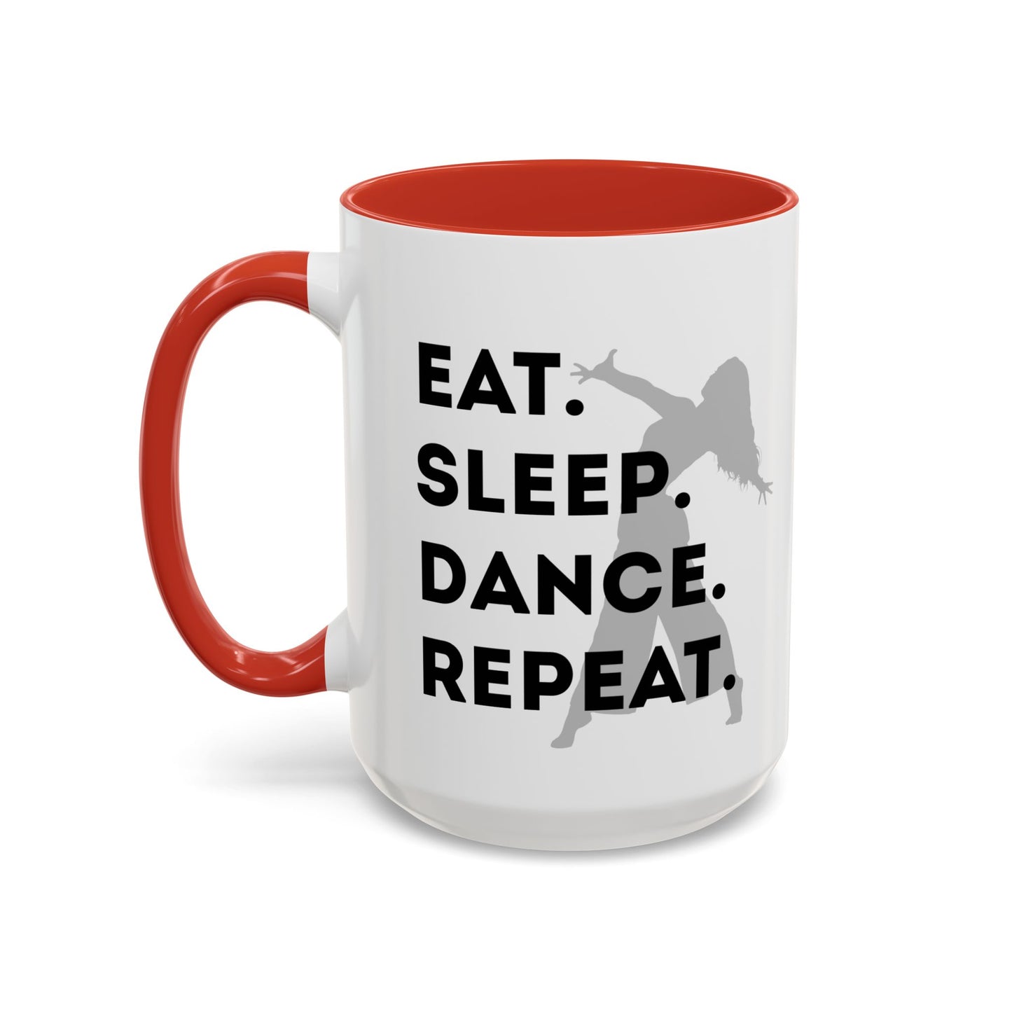 "Eat Sleep Dance Repeat" Accent Coffee Mug – Gray Dancer Graphic Ceramic Mug for Dance Lovers