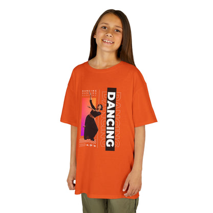 “Dancing” Youth Short Sleeve T-Shirt – Streetwear-Inspired Female Dancer Design – Trendy Kids Dance Graphic Tee