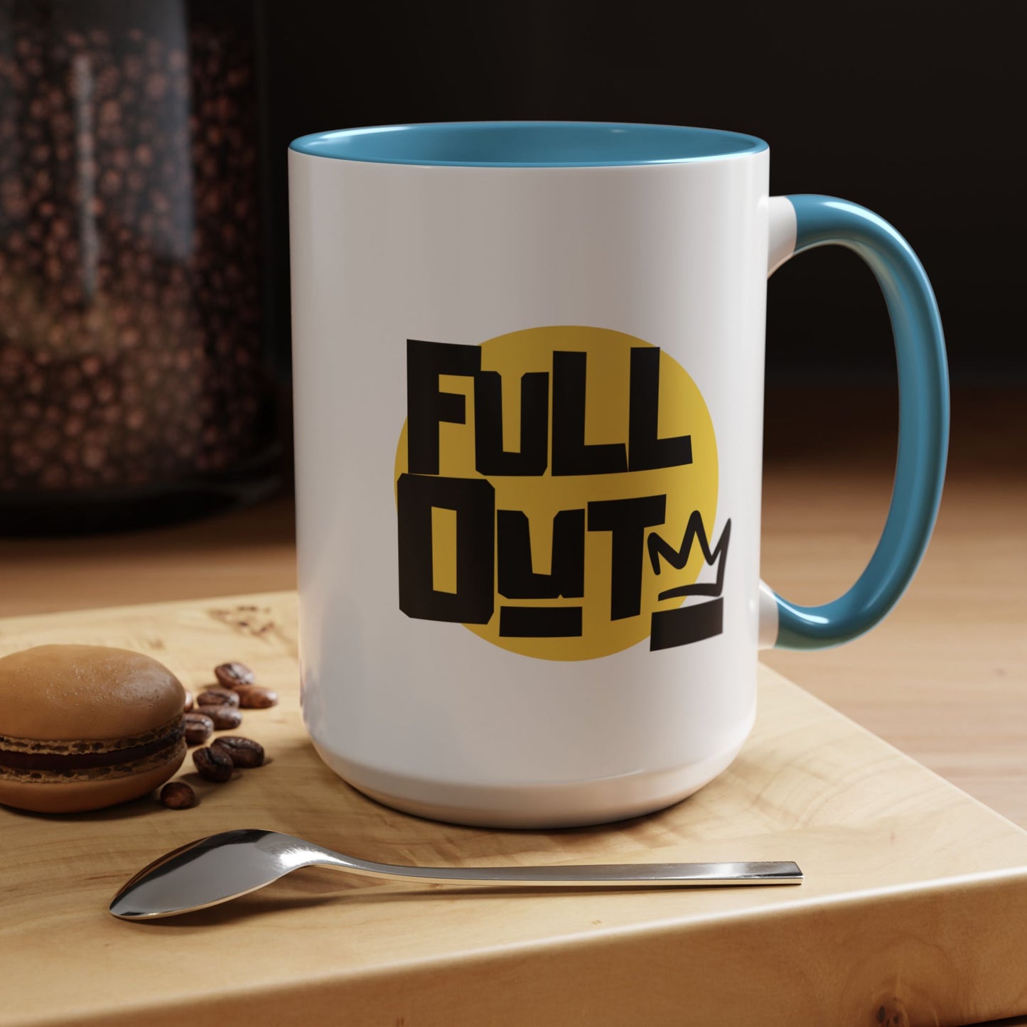 "Full Out" Accent Coffee Mug – Streetwear Dance Mug with Crown Graphic for Dancers