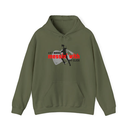 “Ain’t Nobody Messin’ with My Click” Tap Dance Graphic with Tap Shoes & Dancer | Streetwear-Inspired Tap Dancing Hoodie for Dancers - Unisex Heavy Blend™ Hooded Sweatshirt