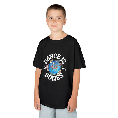 "Dance Is in My Bones” Halloween Dance T-Shirt with Dancing Skeletons Graphic - Kids Heavy Cotton™ Tee