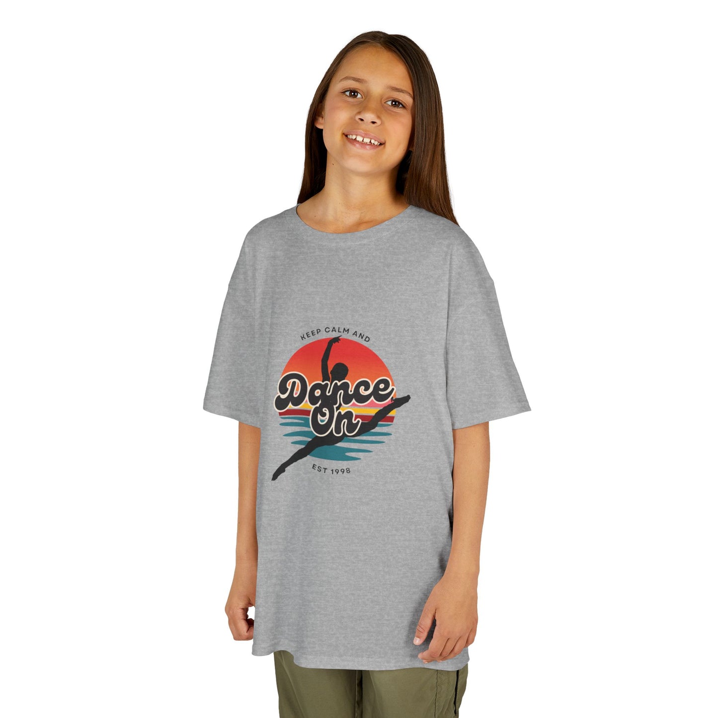 "Keep Calm and Dance On" Youth Short Sleeve Tee – Retro Graphic Dance Shirt for Kids and Young Performers