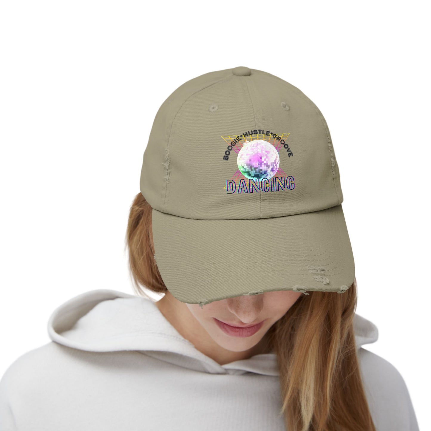 "Boogie, Hustle, Groove - Dancing" Streetwear Embroidered Design – Unisex Distressed Dance Cap