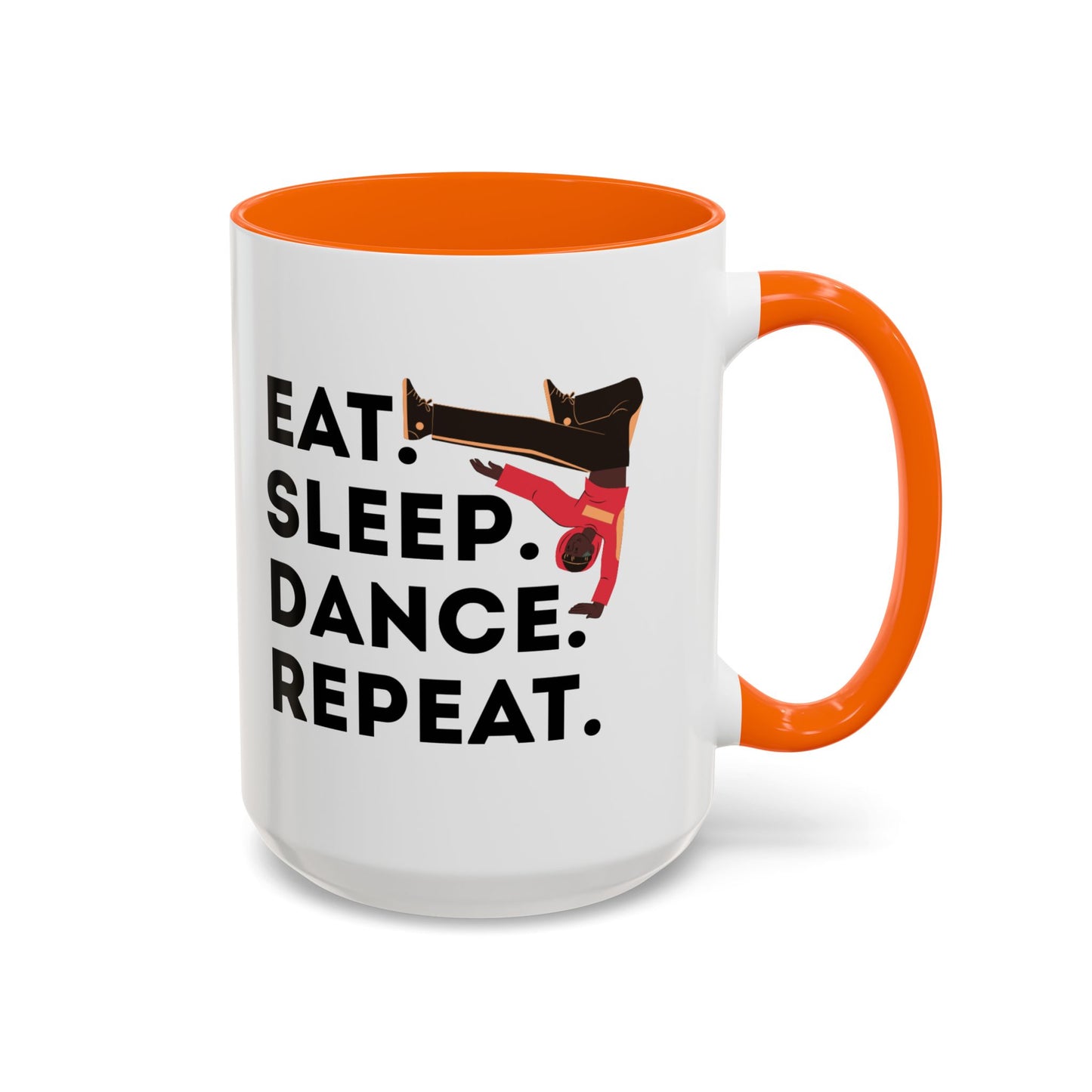 "Eat Sleep Dance Repeat" Accent Coffee Mug – Bold B-Boy Graphic Ceramic Mug for Hip Hop Dancers