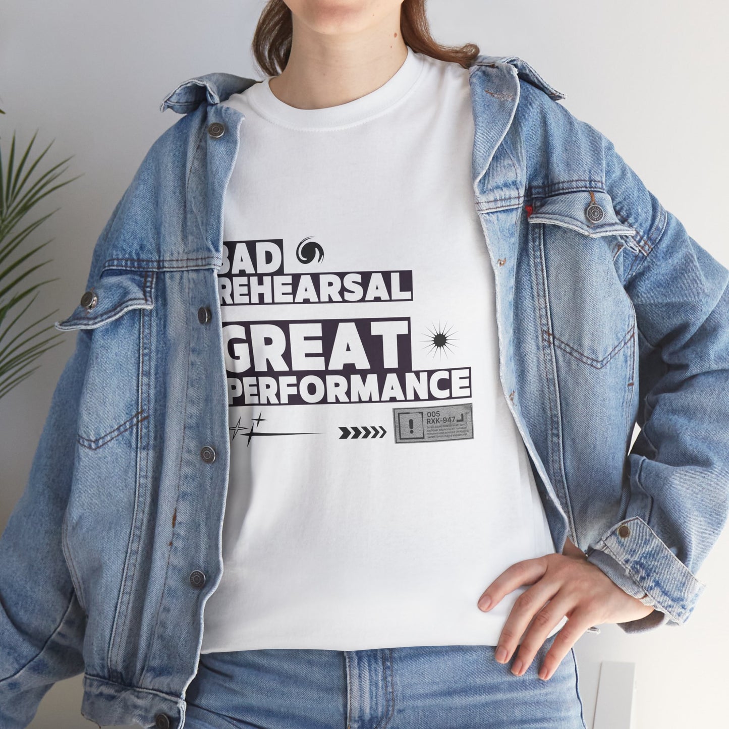 "Bad Rehearsal, Great Performance" Dance Quote Tee – Unisex Heavy Cotton T-Shirt with Streetwear-Inspired Graphic for Dancers