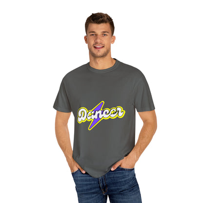 "Dancer" Unisex Garment-Dyed T-Shirt – Superhero-Style Bold Graphic Tee – Dance Power Shirt for Performers & Movers