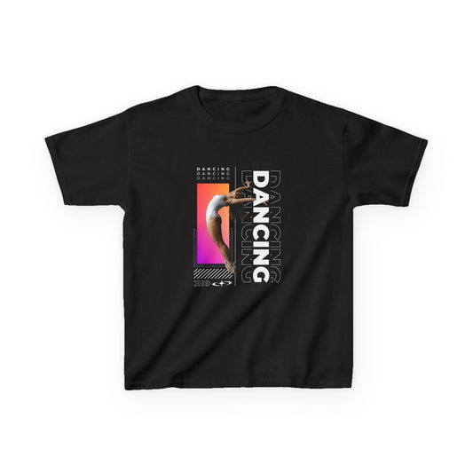 “Dancing” Youth Short Sleeve T-Shirt – Streetwear-Inspired Female Dancer Graphic – Stylish Kids Dance Apparel Tee