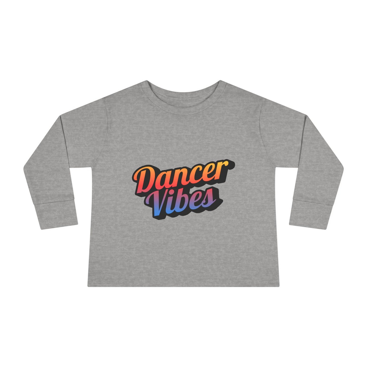 "Dancer Vibes" Toddler Dance T-Shirt – Colorful Text Graphic Long Sleeve Tee for Kids