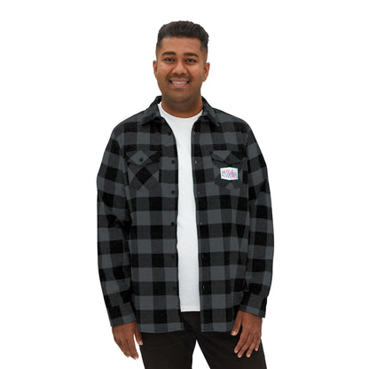 Levels Premium Collection Flannel Shirt – Unisex Streetwear Button-Up with "Levels Pictures Textures" Front Text and Bold Dancer Silhouette Back Graphic