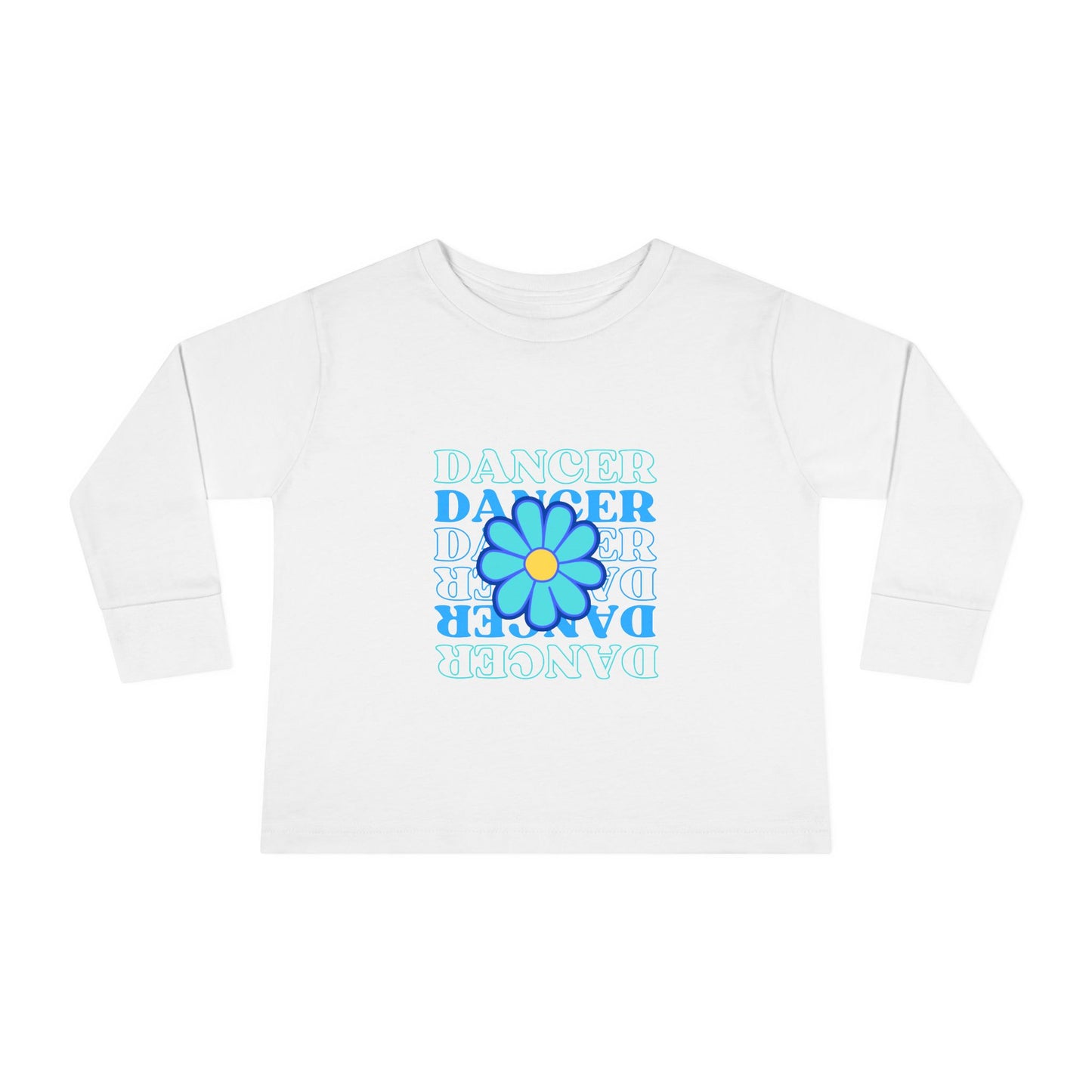 "Dancer" Toddler Long Sleeve Dance T-Shirt – Floral Text Graphic Shirt for Kids