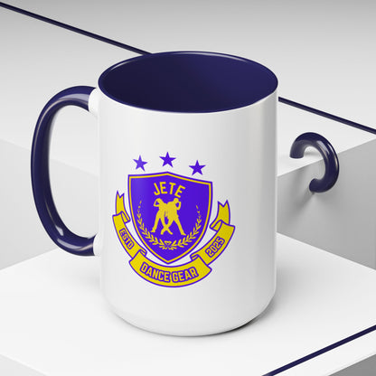 "Jeté Dance Gear Estd 2025" Accent Coffee Mug – Collegiate Style Ceramic Mug for Dancers and Studio Pride
