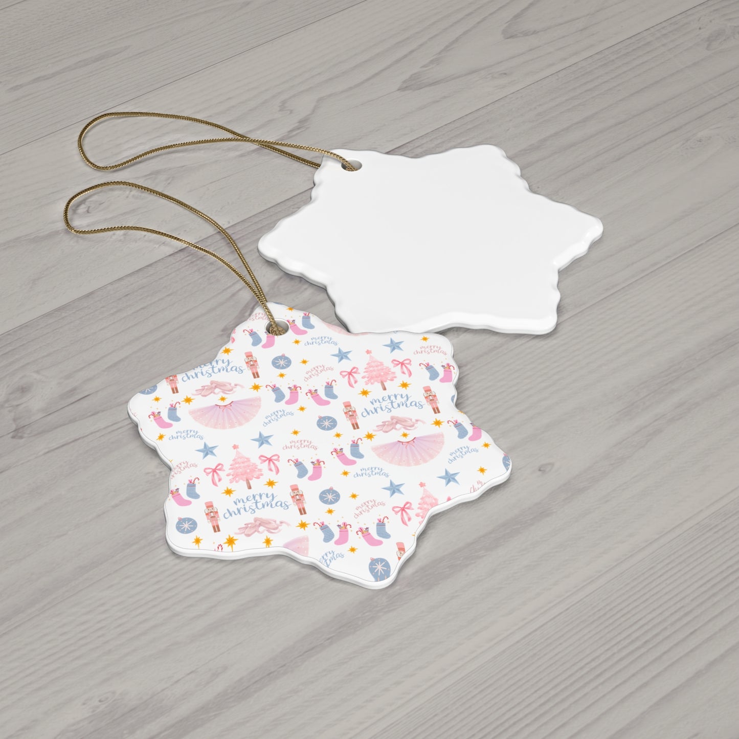 Soft "Nutcracker Ballet" Ceramic Ornament – Pastel Christmas Tree Decoration with Whimsical Holiday Ballet Design (Ceramic Keepsake for Dancers & Nutcracker Lovers)