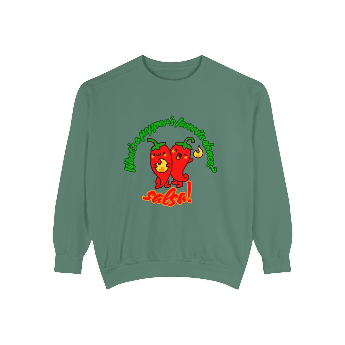 "What's a Pepper's Favorite Dance? Salsa!" Unisex Lightweight Crewneck Sweatshirt – Fun Dance Pun Pullover with Cute Pepper Graphic for Dancers & Food Lovers