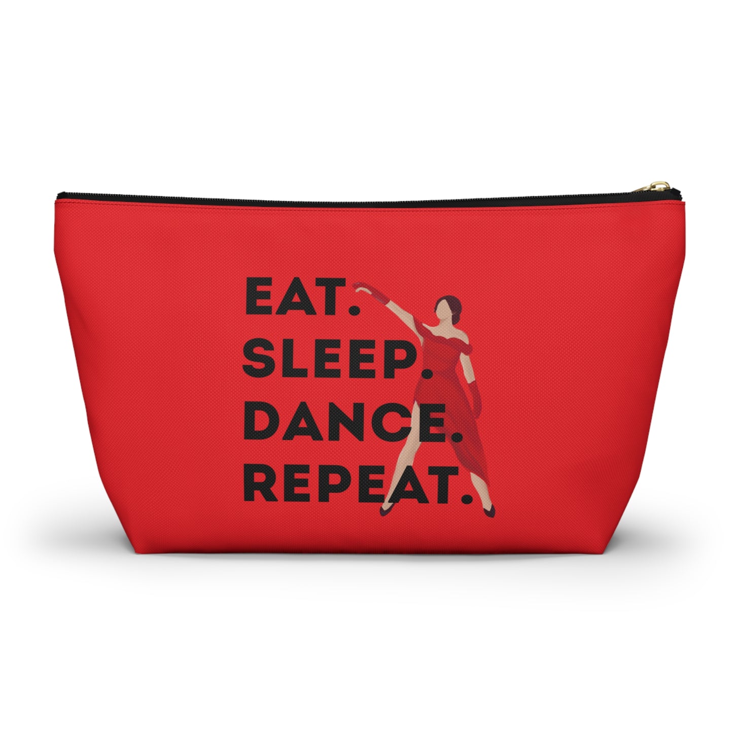 “Eat Sleep Dance Repeat” Makeup Bag – Bold Dancer Graphic – Dance-Themed Zipper Pouch for Cosmetics, Accessories & Travel Essentials