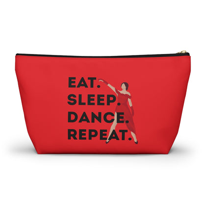 “Eat Sleep Dance Repeat” Makeup Bag – Bold Dancer Graphic – Dance-Themed Zipper Pouch for Cosmetics, Accessories & Travel Essentials