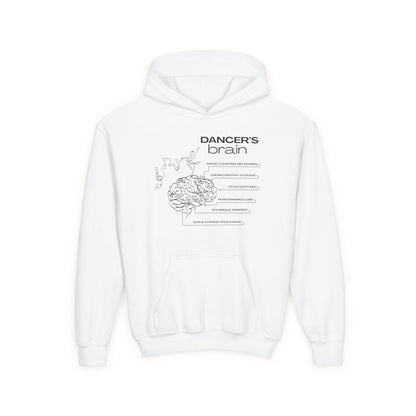 “Dancer’s Brain” Unisex Youth Hoodie with Funny Dance Brain Graphic – Personalized Dance Hoodie for Kids & Teens, Custom Name or Studio Option