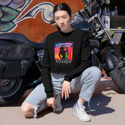 "Line Dancer, Get Your Boots in Line" Western-Inspired Graphic – Women’s Cropped Fleece Sweatshirt