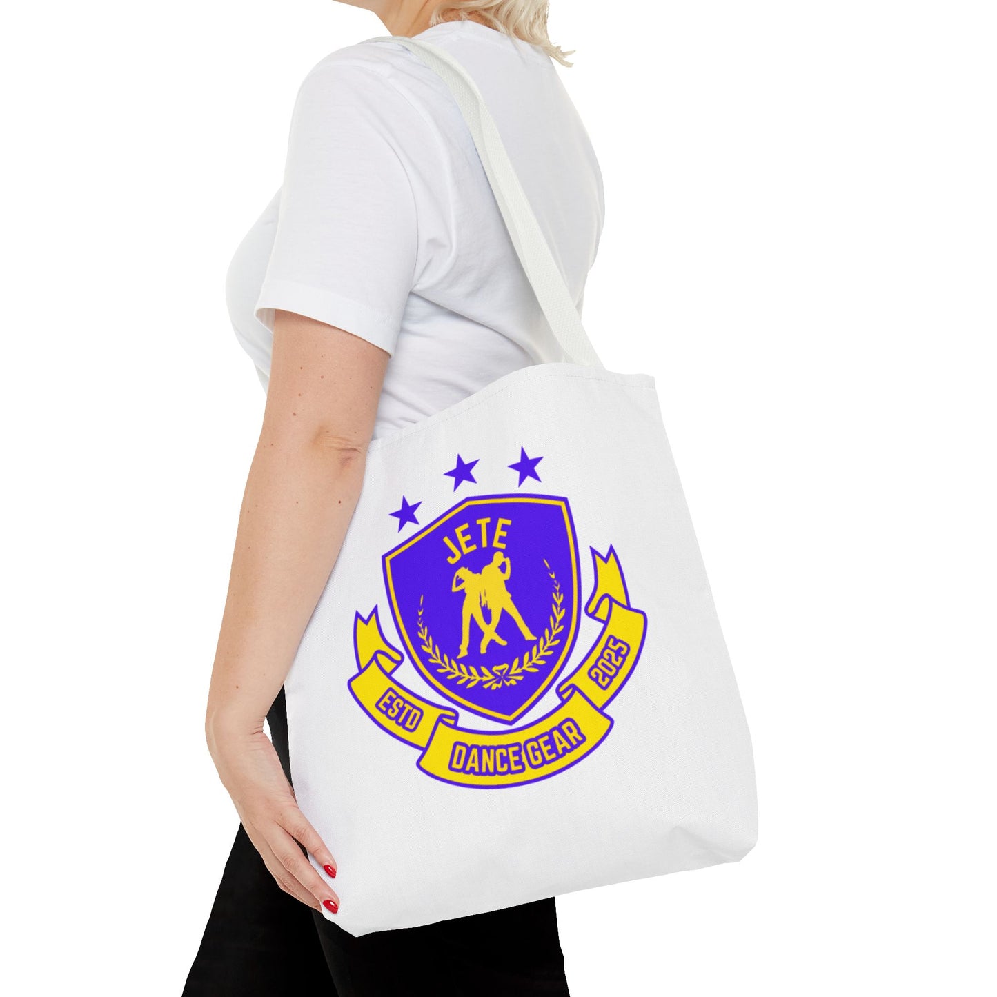 "Jeté Dance Gear Estd 2025" Canvas Tote Bag – Collegiate-Inspired Dancer Tote for Rehearsals, Classes & Everyday Style