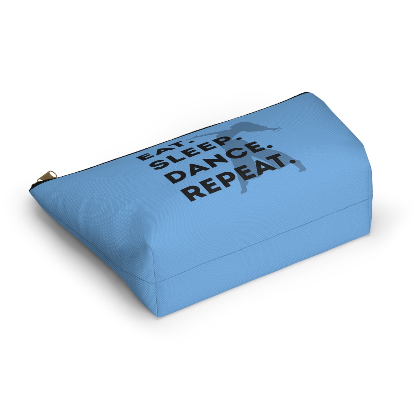 “Eat Sleep Dance Repeat” Makeup Bag – Bold Dancer Graphic – Dance-Themed Zipper Pouch for Cosmetics, Accessories & Travel Essentials