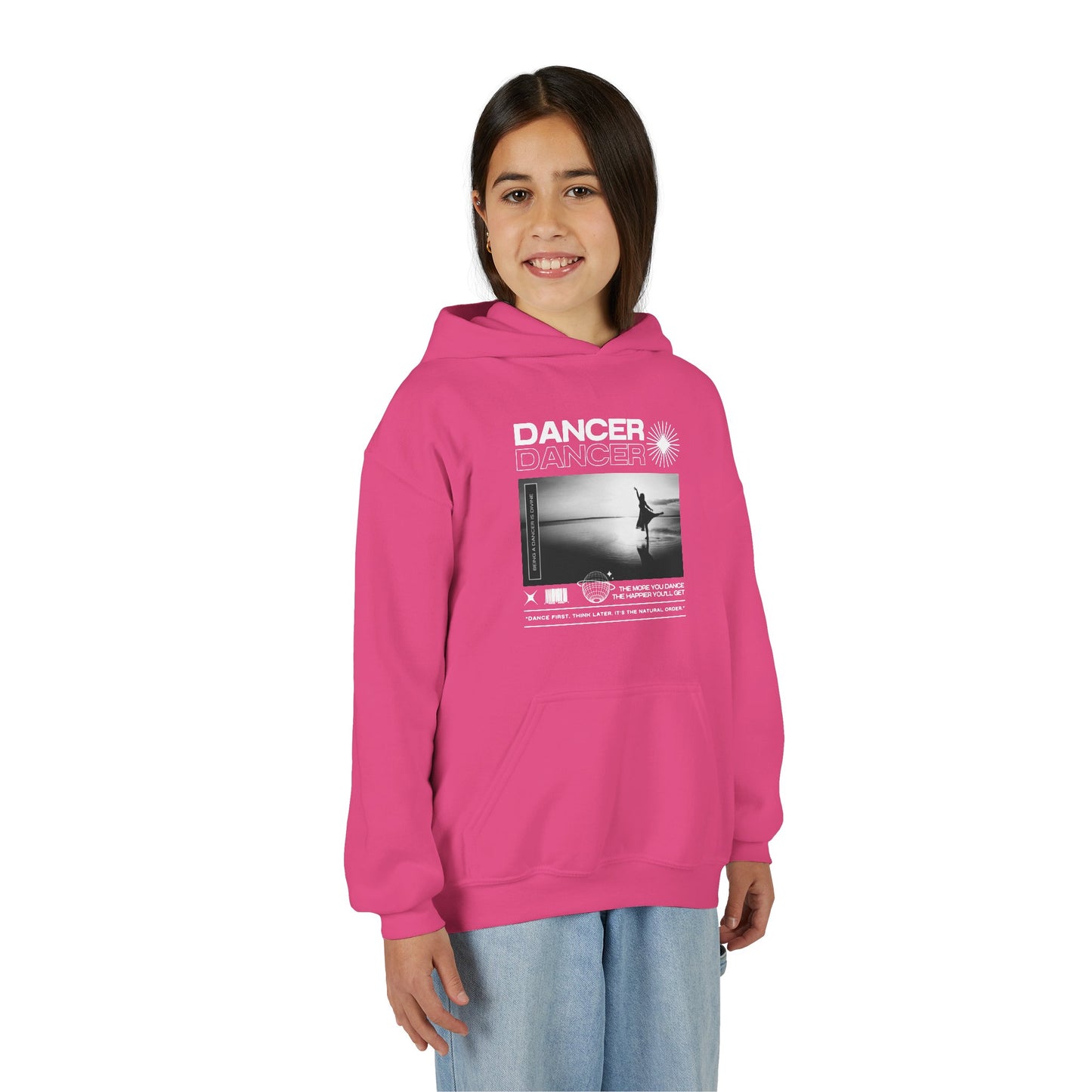 “Dancer” Arabesque on the Beach Graphic | Unisex Youth Hoodie – Streetwear-Inspired Ballet Dance Hoodie for Kids & Young Dancers
