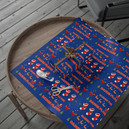 “Sleigh the Dance Floor” Christmas Wrapping Paper – Cute Retro Video Game–Style Holiday Gift Wrap for Dancers, Perfect for Dance Studios & Ballet Lovers