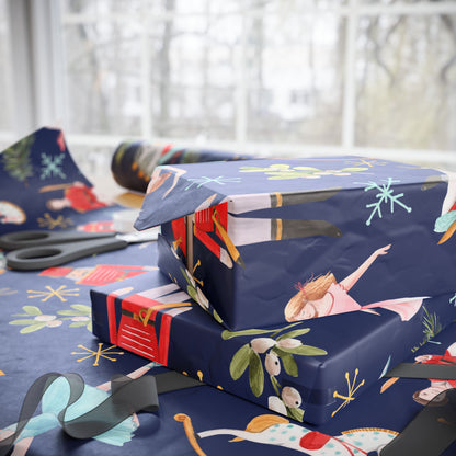 "Nutcracker Ballet" Christmas Wrapping Paper – Festive Holiday Gift Wrap with Classic Ballet Dancers & Christmas Scene Design, Perfect for Dance Lovers and Studios