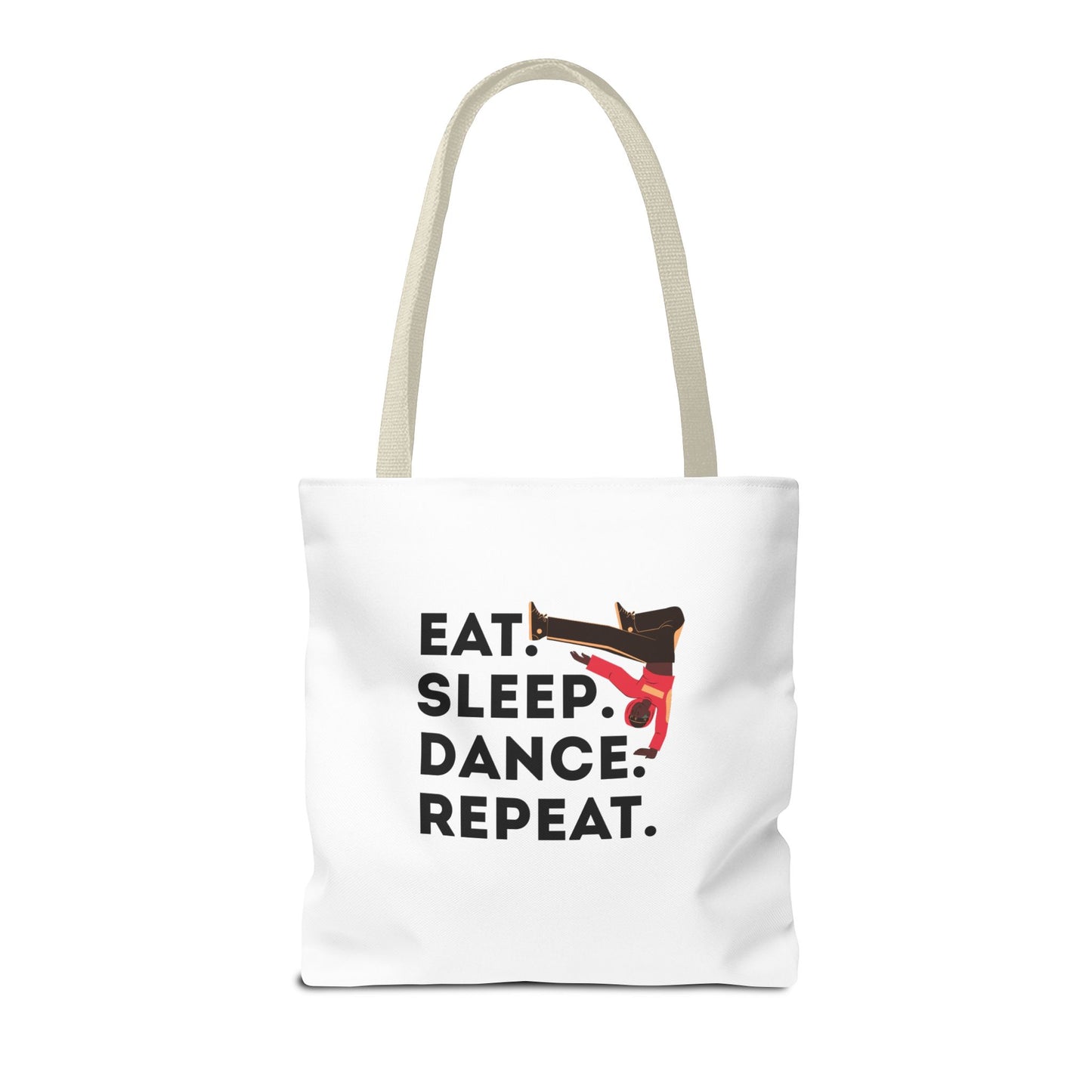 "Eat Sleep Dance Repeat" B-Boy Canvas Tote Bag – Hip-Hop Dancer Graphic Dance Tote for Everyday Use