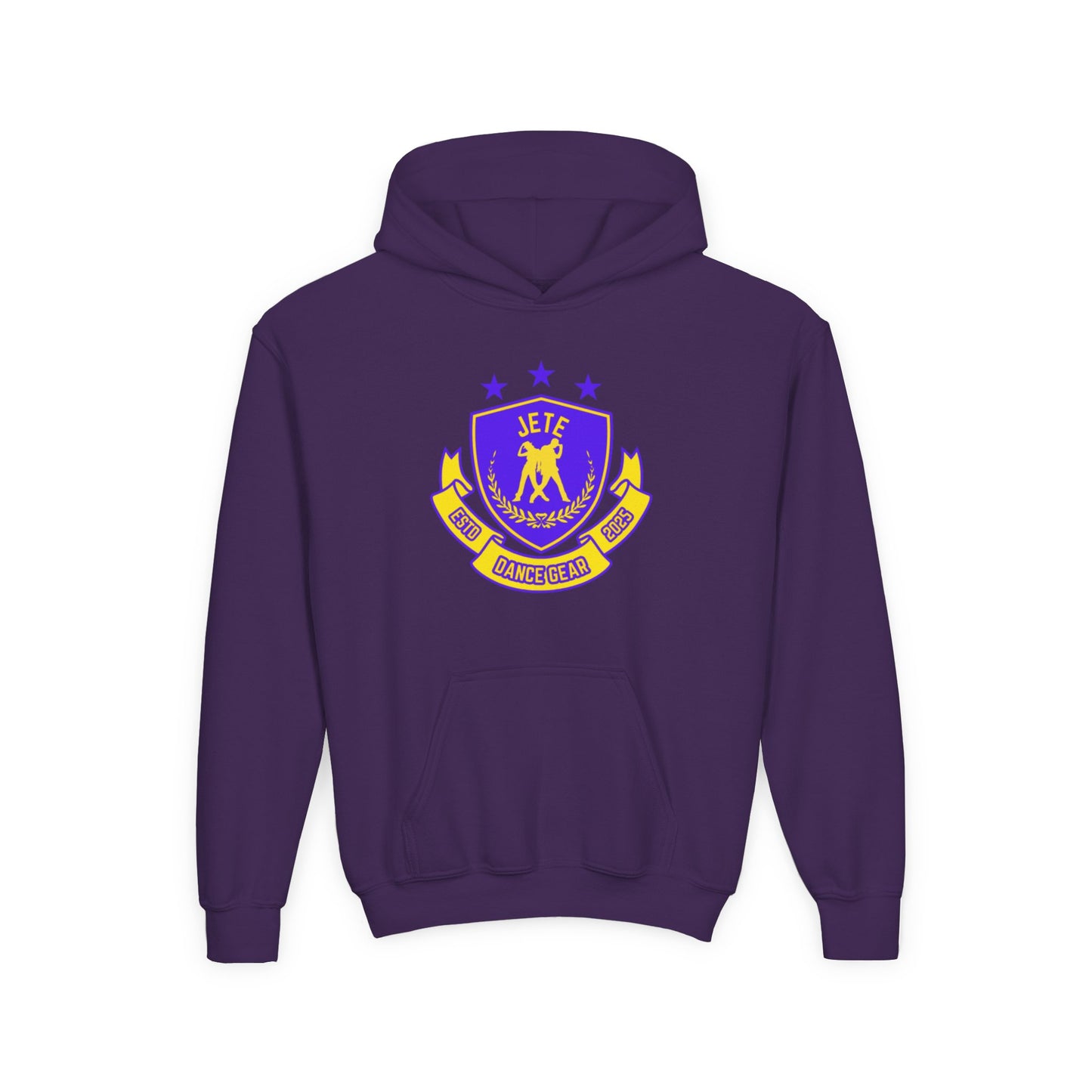 "Jeté Dance Gear" Youth Hooded Sweatshirt – Collegiate-Inspired Dance Team Graphic Hoodie for Kids and Teens