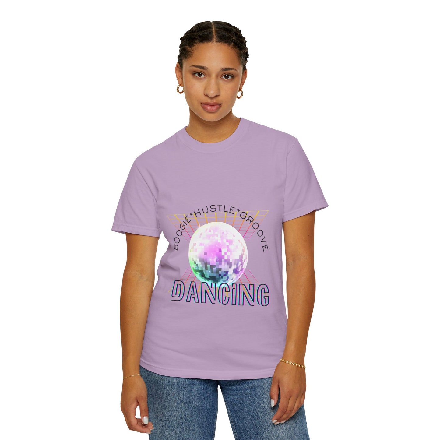 "Boogie, Hustle, Groove - Dancing" Streetwear Dance Graphic – Unisex Garment-Dyed T-Shirt