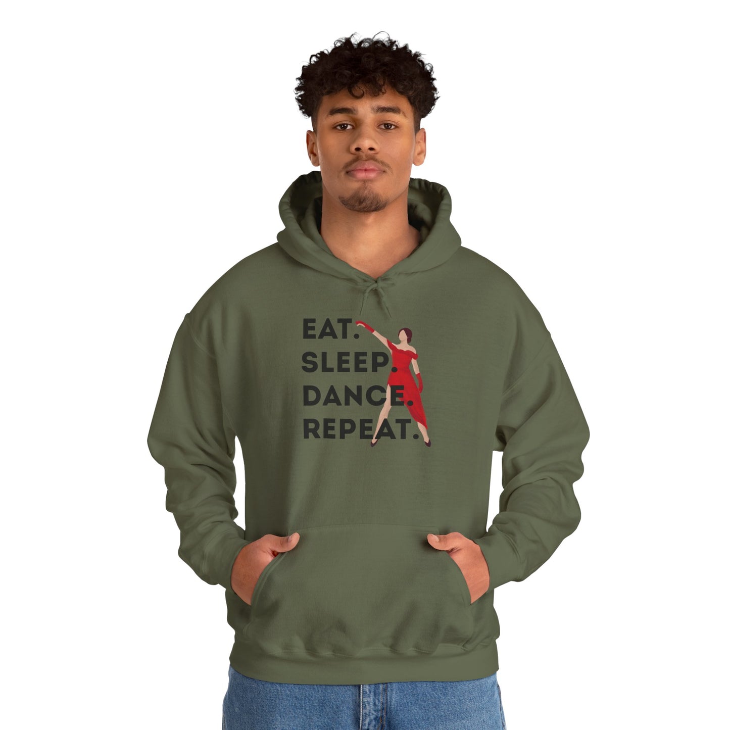 "Eat Sleep Dance Repeat" Unisex Dance Hoodie – Bold Graphic Sweatshirt for Dancers