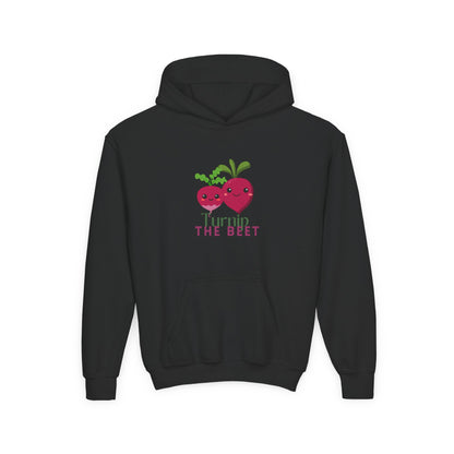 "Turnip the Beet" Youth Hooded Sweatshirt – Cute Vegetable Dance Pun Graphic Hoodie for Kids and Teens