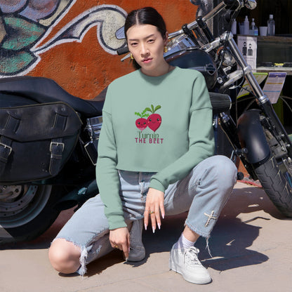 "Turnip the Beet" Women’s Cropped Dance Sweatshirt – Cute Veggie Graphic | Funny Dance Pun Apparel for Dancers & Music Lovers