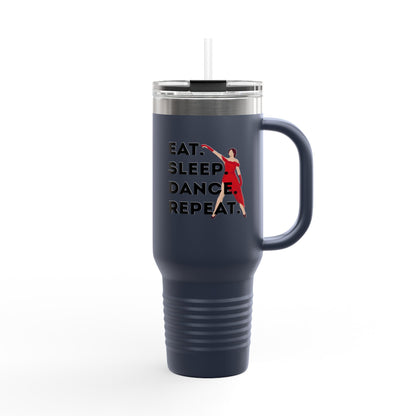 "Eat Sleep Dance Repeat" 40oz Insulated Travel Mug – Bold Dancer Graphic | Dance-Themed Stainless Steel Tumbler for Hot & Cold Drinks