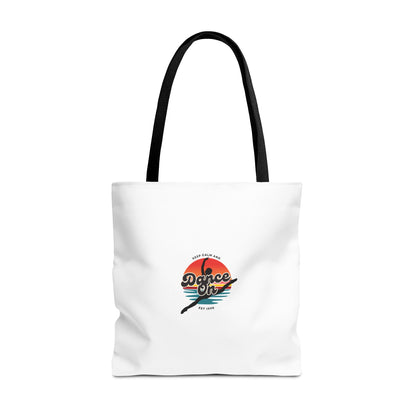 "Keep Calm and Dance On" Canvas Tote Bag – Retro Dance Graphic, Durable Shopping & Everyday Dance Bag