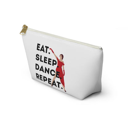 “Eat Sleep Dance Repeat” Makeup Bag – Bold Dancer Graphic – Dance-Themed Zipper Pouch for Cosmetics, Accessories & Travel Essentials