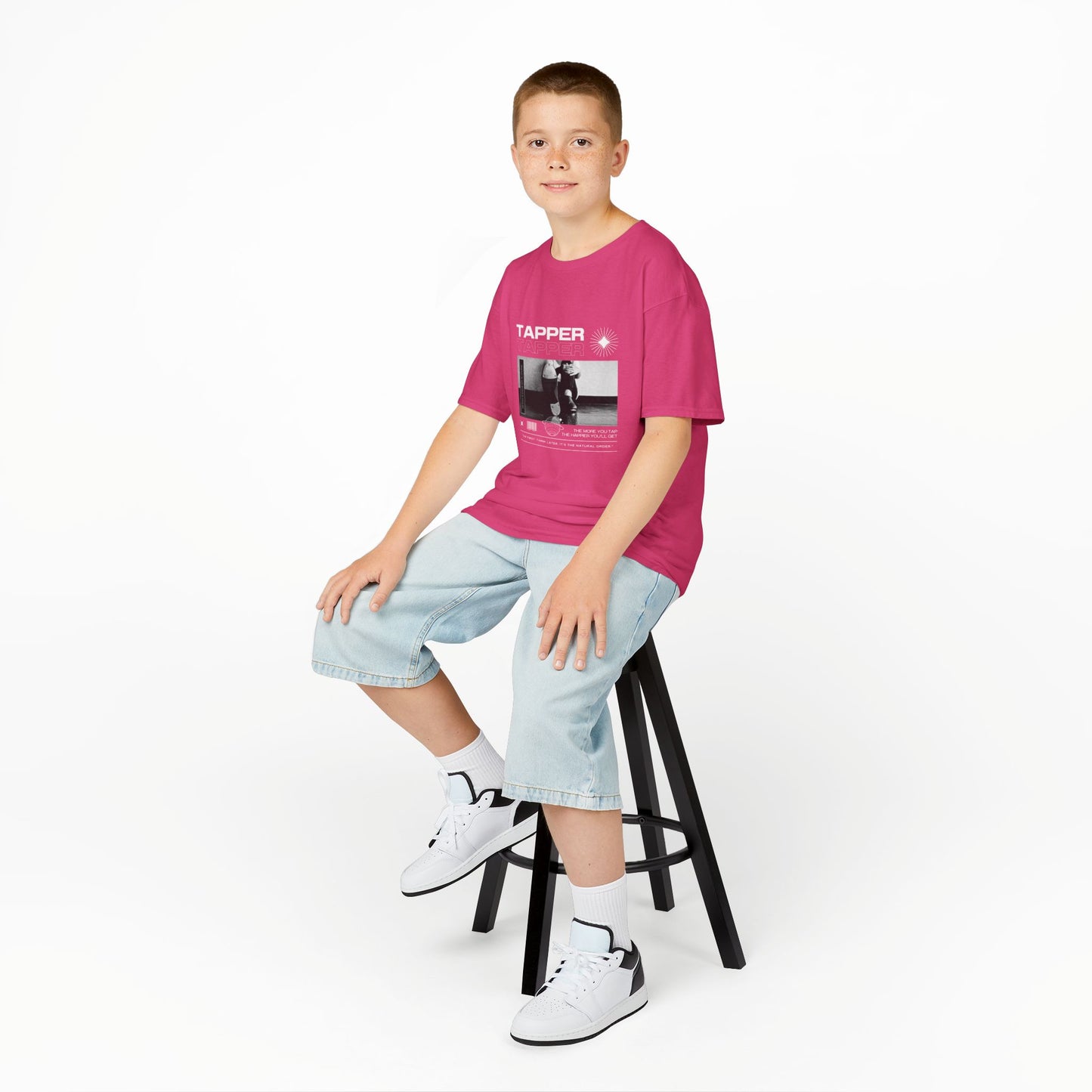 “Tapper” Youth Short Sleeve Tee – Streetwear-Inspired Tap Dance T-Shirt with Tap Shoes Graphic