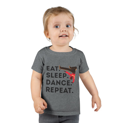 "Eat, Sleep, Dance, Repeat" Toddler Dance T-Shirt – Bold B-Boy Graphic Short Sleeve Tee for Kids