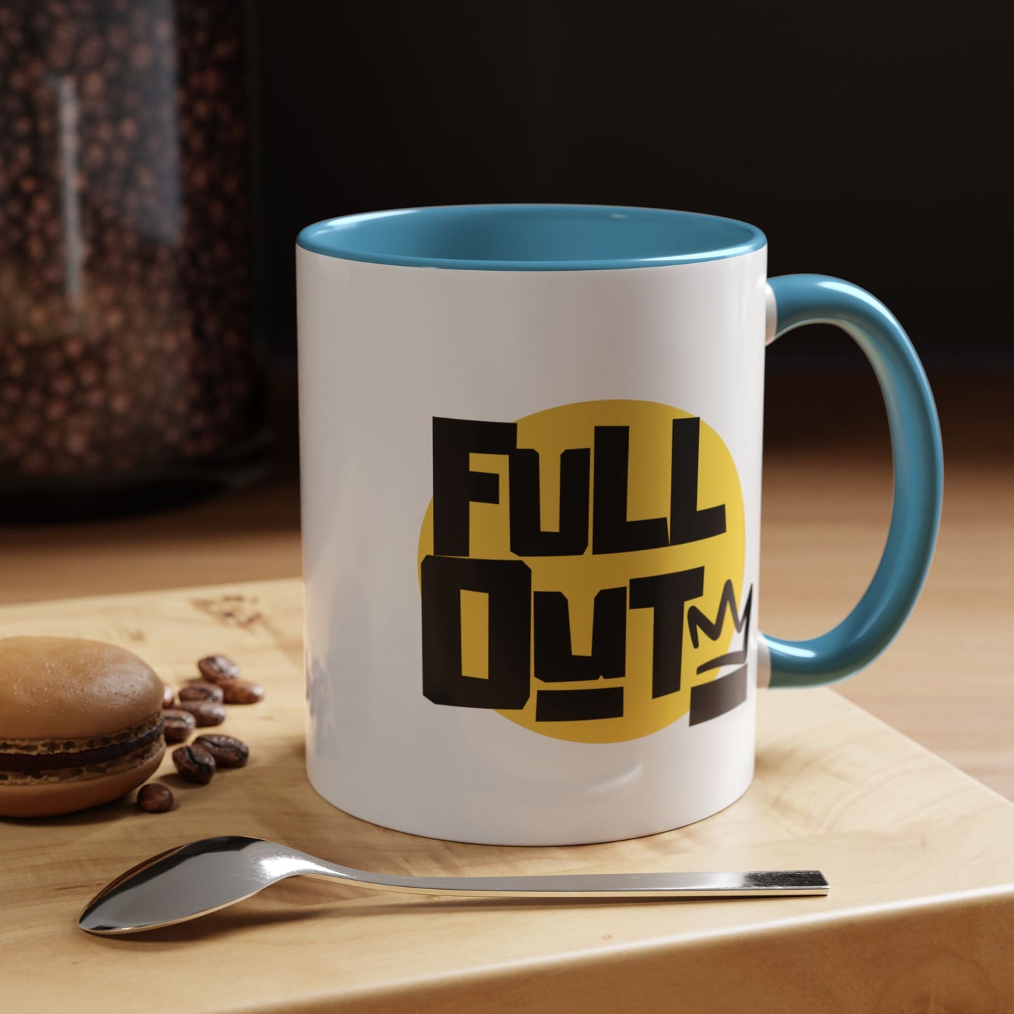 "Full Out" Accent Coffee Mug – Streetwear Dance Mug with Crown Graphic for Dancers