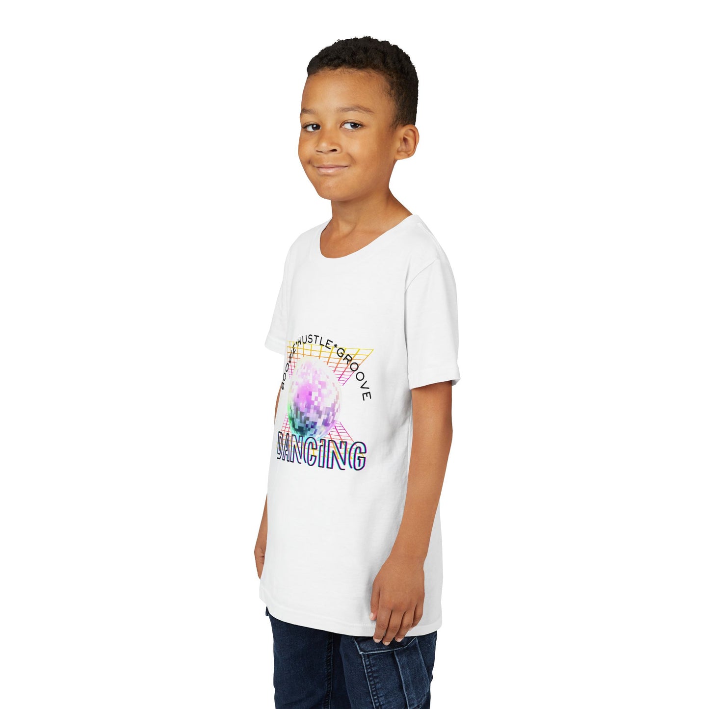 "Boogie, Hustle, Groove - Dancing" Streetwear Dance Graphic – Youth Short Sleeve Tee