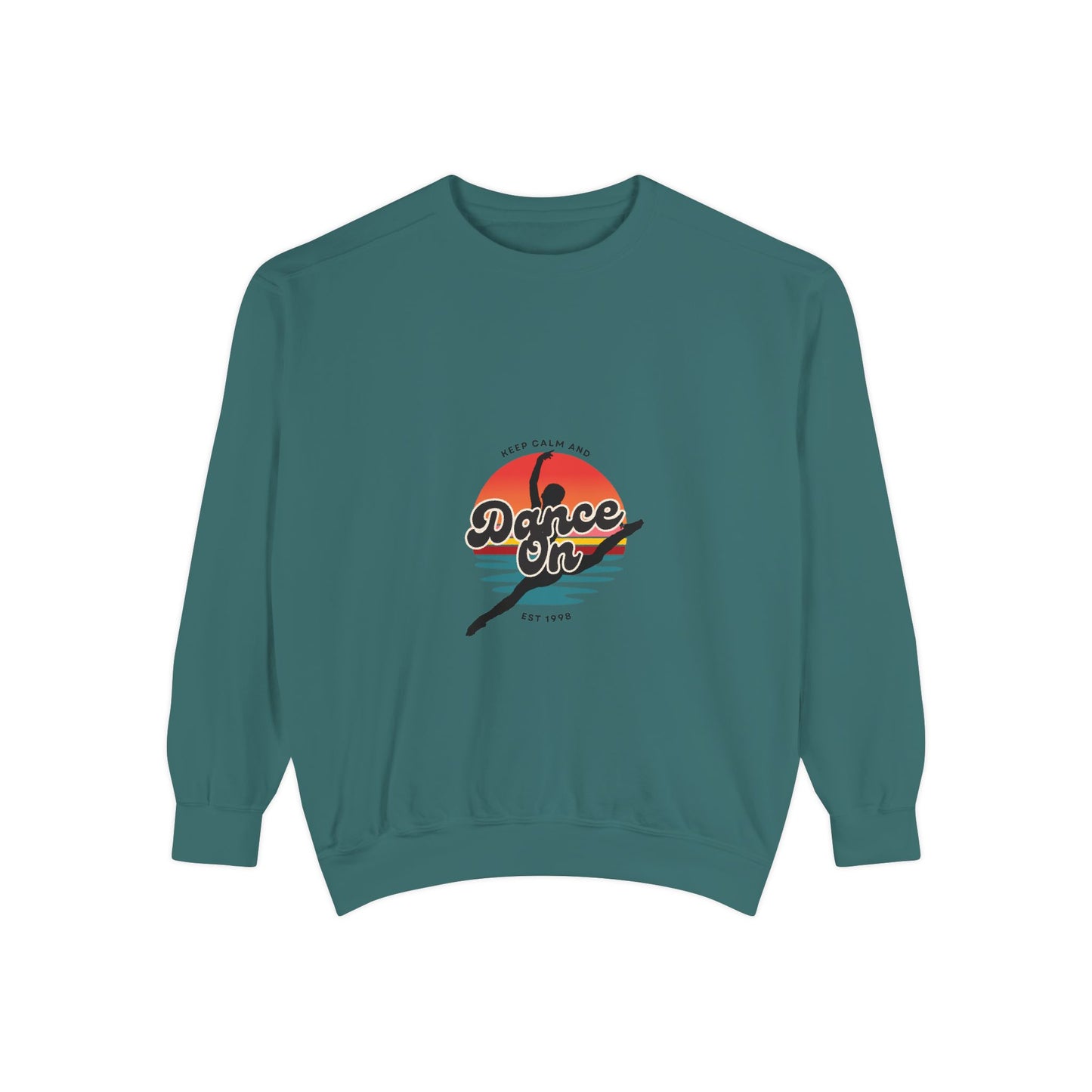 "Keep Calm and Dance On" Unisex Lightweight Crewneck Sweatshirt – Retro-Inspired Dance Graphic Pullover for Dancers & Movement Lovers